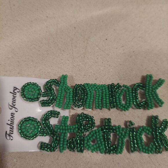 St Patrick Day Shamrock Handmade Fashion Earrings - Picture 3 of 5